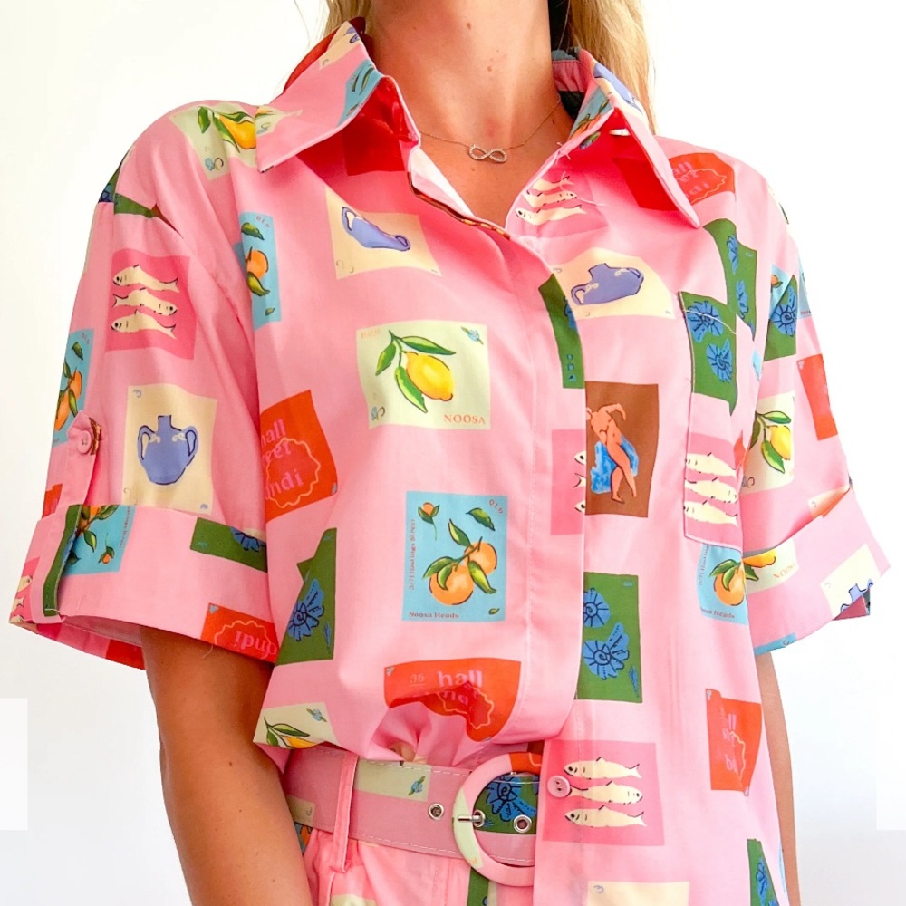 Capri button-up top! Get the shorts for a matching set